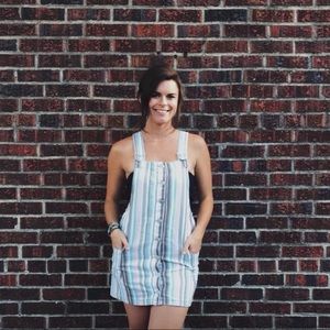 Rainbow Strip Overall Dress